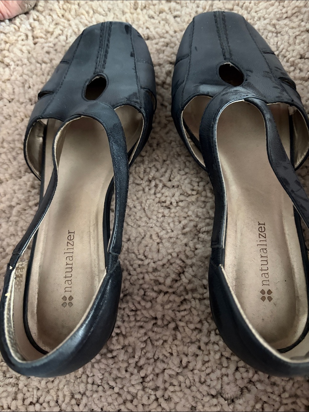 Naturalizer Black Slingback Peep-Toe Mules